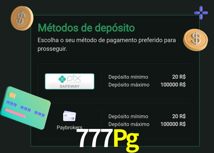 O cassino 777Pg oferece uma grande variedade de métodos de pagamento